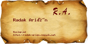 Radak Arián névjegykártya